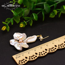 Load image into Gallery viewer, GLSEEVO Fresh Water Baroque Pearl Flower Shape Drop Earrings
