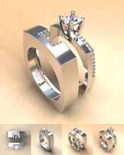 Load image into Gallery viewer, Zircon Squared Ring Set
