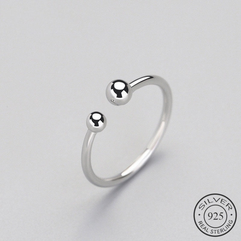 Sterling Silver Beaded Adjustable Ring