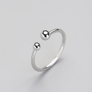 Sterling Silver Beaded Adjustable Ring