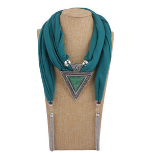 Pendant Scarf Necklace With Tassel