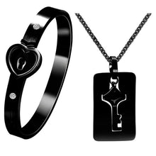 Load image into Gallery viewer, Uloveido Stainless Steel Lock and Key Matching Necklace and Bracelet
