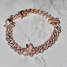 Load image into Gallery viewer, Cuban Link Butterfly Bracelet With Crystal Charms
