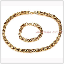 Load image into Gallery viewer, BIG POTATO JEWELRY Stainless Steel Gold Rope Chain Jewelry Set
