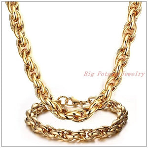BIG POTATO JEWELRY Stainless Steel Gold Rope Chain Jewelry Set