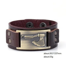 Load image into Gallery viewer, LIKGREAT Viking Leather Wristband Cuff
